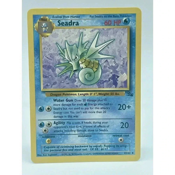Seadra 42/62 Fossil Set Uncommon Non Holo Pokemon Original WOTC Vintage 1999 NM - Picture 1 of 6